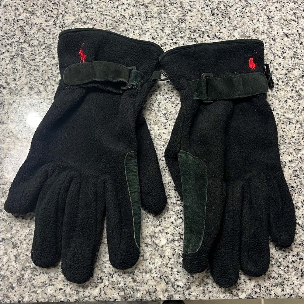 Polo Sport Ralph Lauren Vintage Fleece Gloves black red Mens Large / XL